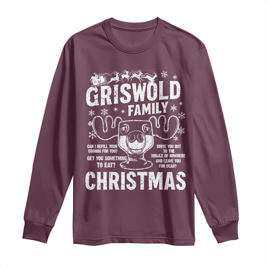 Funny Christmas Vacation Eggnog Long Sleeve Shirt Griswold Family Can I Refill Your Eggnogs Xmas Movie TS11 Maroon Print Your Wear