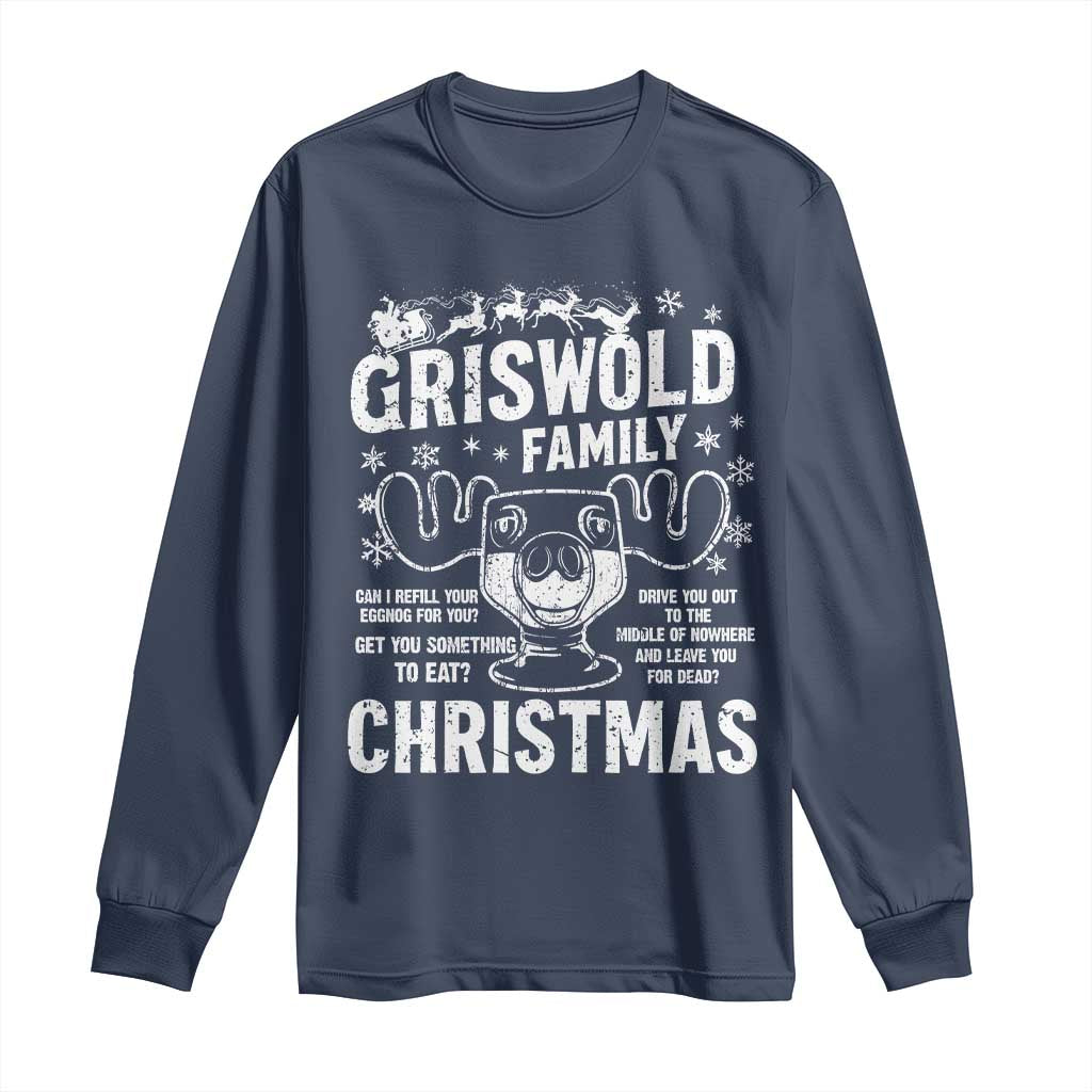 Funny Christmas Vacation Eggnog Long Sleeve Shirt Griswold Family Can I Refill Your Eggnogs Xmas Movie TS11 Navy Print Your Wear
