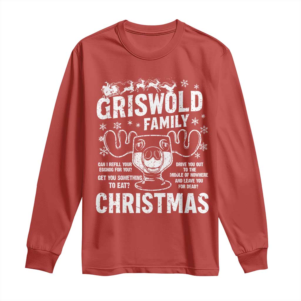 Funny Christmas Vacation Eggnog Long Sleeve Shirt Griswold Family Can I Refill Your Eggnogs Xmas Movie TS11 Red Print Your Wear