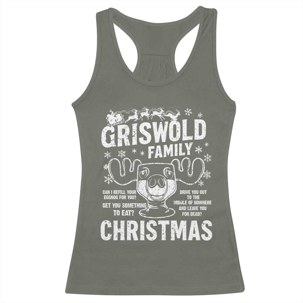 Funny Christmas Vacation Eggnog Racerback Tank Top Griswold Family Can I Refill Your Eggnogs Xmas Movie TS11 Military Green Print Your Wear
