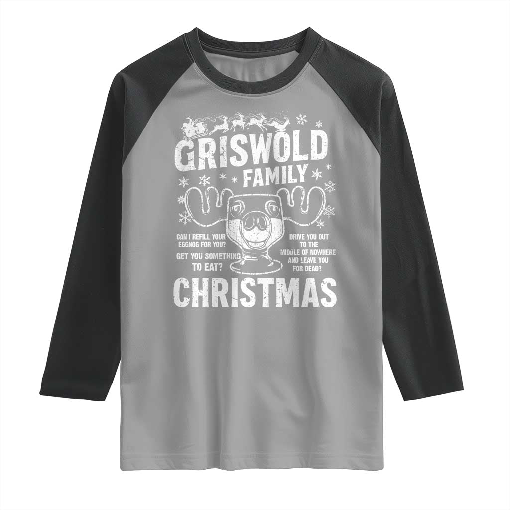 Funny Christmas Vacation Eggnog Raglan Shirt Griswold Family Can I Refill Your Eggnogs Xmas Movie TS11 Sport Gray Black Print Your Wear