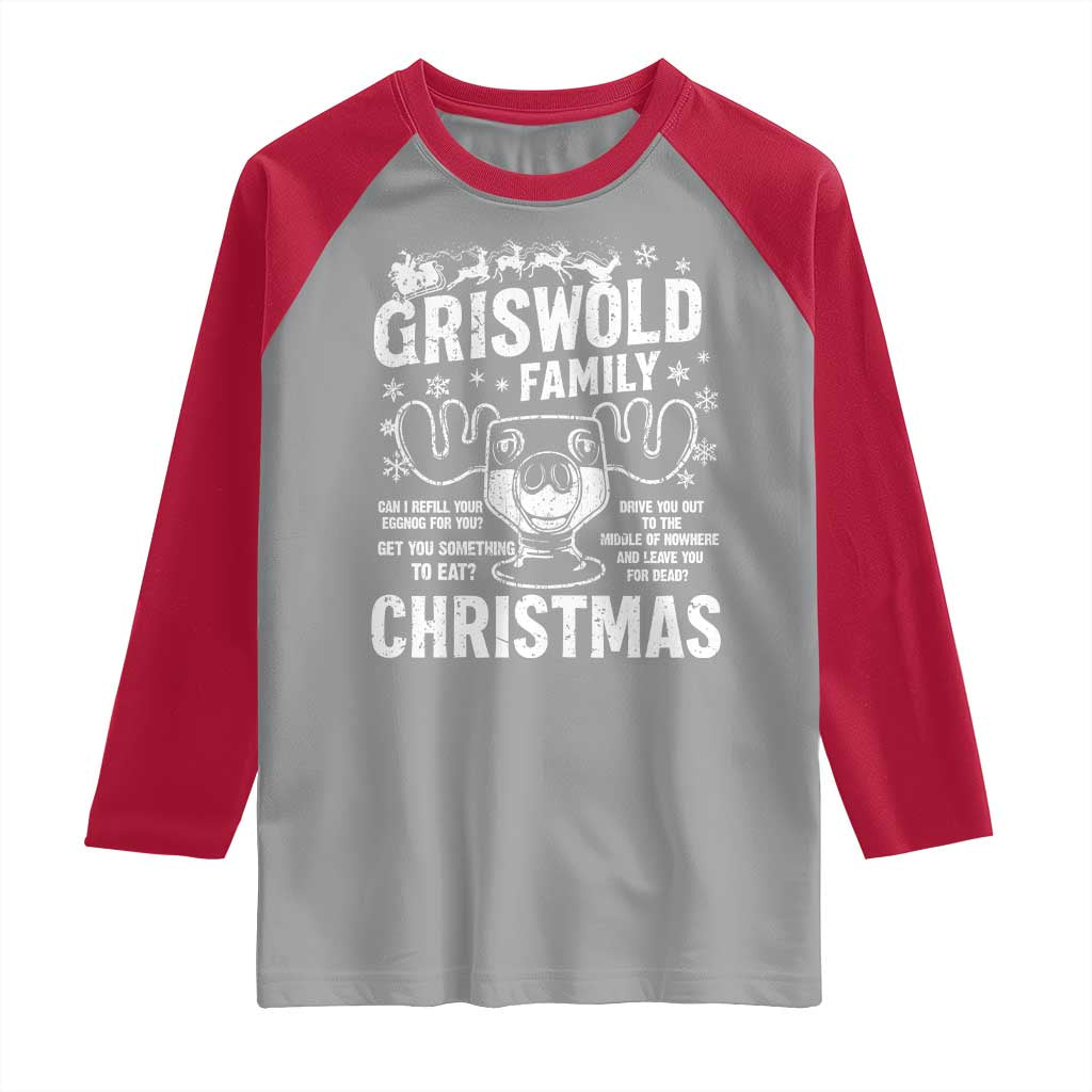Funny Christmas Vacation Eggnog Raglan Shirt Griswold Family Can I Refill Your Eggnogs Xmas Movie TS11 Sport Gray Red Print Your Wear