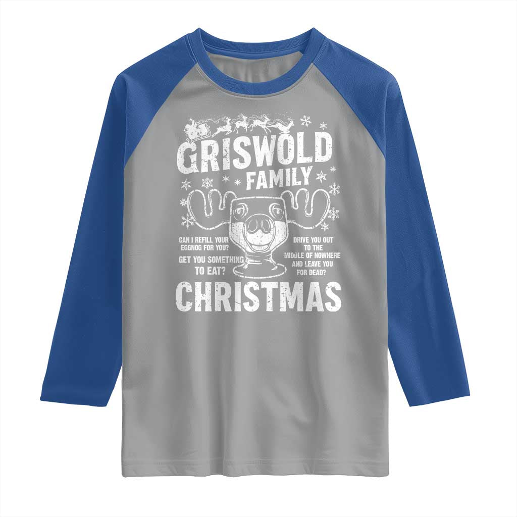 Funny Christmas Vacation Eggnog Raglan Shirt Griswold Family Can I Refill Your Eggnogs Xmas Movie TS11 Sport Gray Royal Print Your Wear