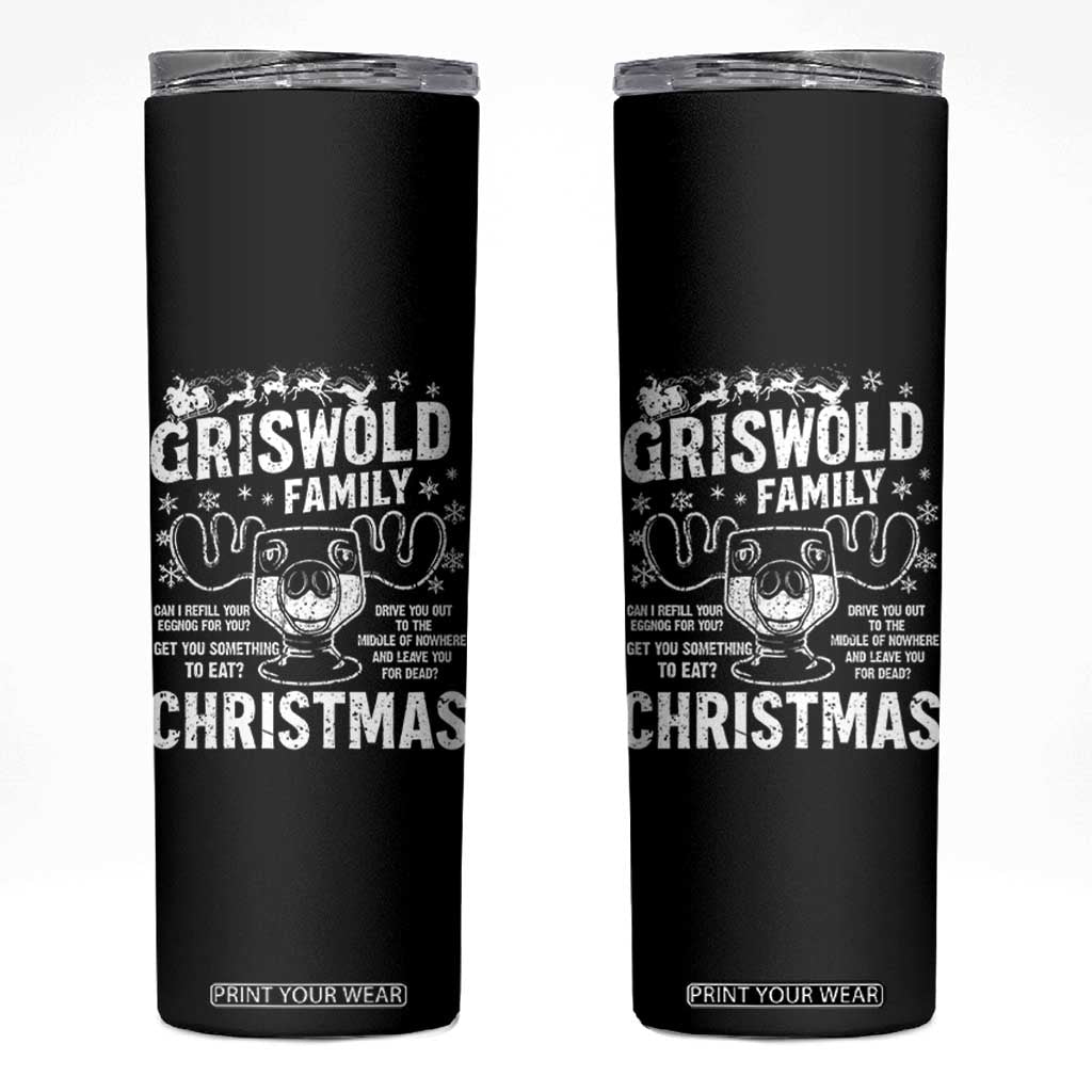 Funny Christmas Vacation Eggnog Skinny Tumbler Griswold Family Can I Refill Your Eggnogs Xmas Movie TS11 Black Print Your Wear