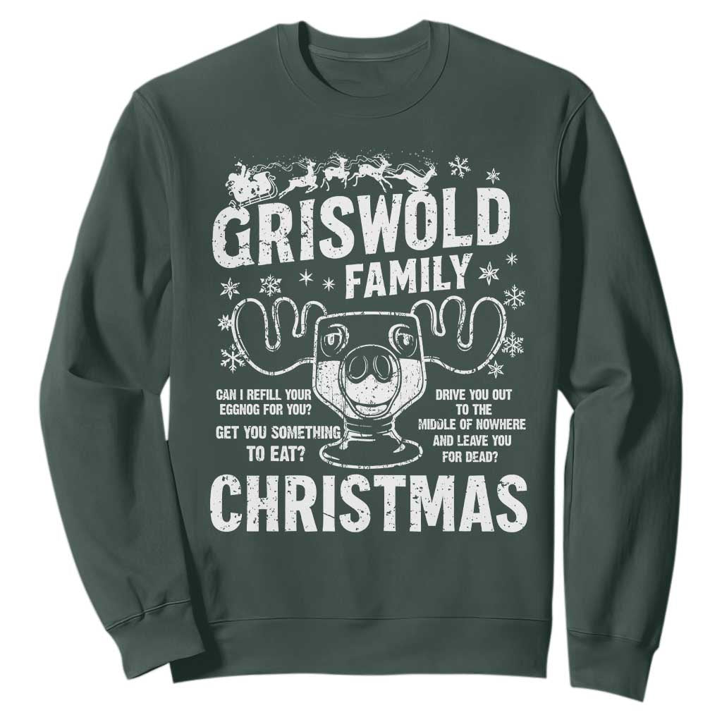 Funny Christmas Vacation Eggnog Sweatshirt Griswold Family Can I Refill Your Eggnogs Xmas Movie TS11 Dark Forest Green Print Your Wear
