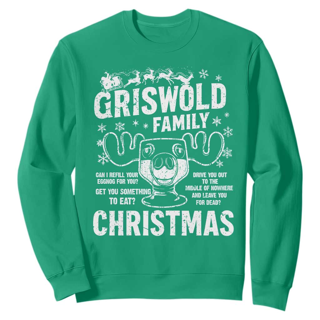 Funny Christmas Vacation Eggnog Sweatshirt Griswold Family Can I Refill Your Eggnogs Xmas Movie TS11 Irish Green Print Your Wear