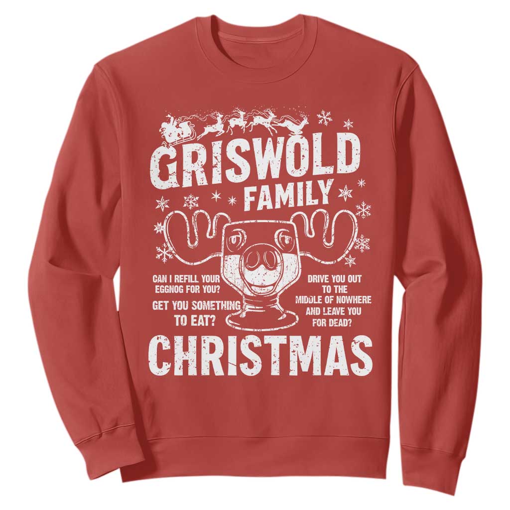 Funny Christmas Vacation Eggnog Sweatshirt Griswold Family Can I Refill Your Eggnogs Xmas Movie TS11 Red Print Your Wear