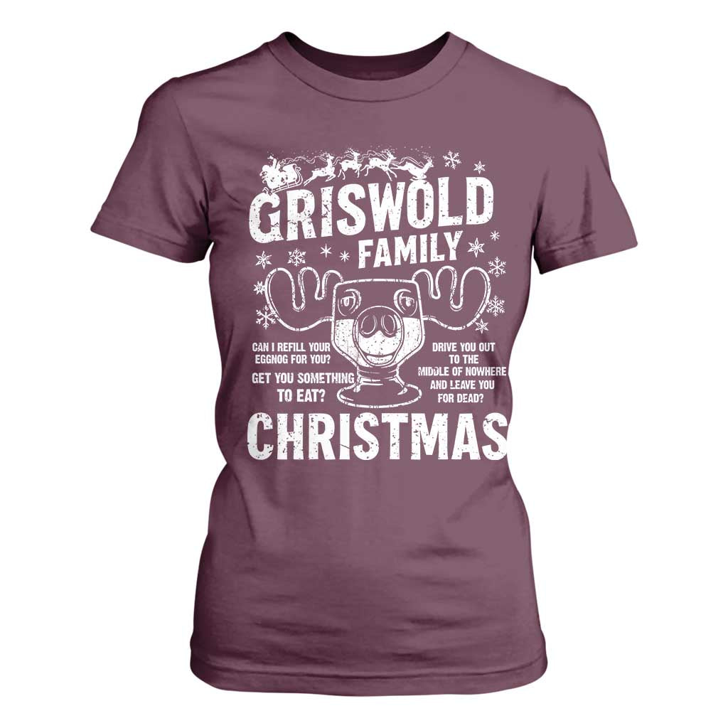 Funny Christmas Vacation Eggnog T Shirt For Women Griswold Family Can I Refill Your Eggnogs Xmas Movie TS11 Maroon Print Your Wear