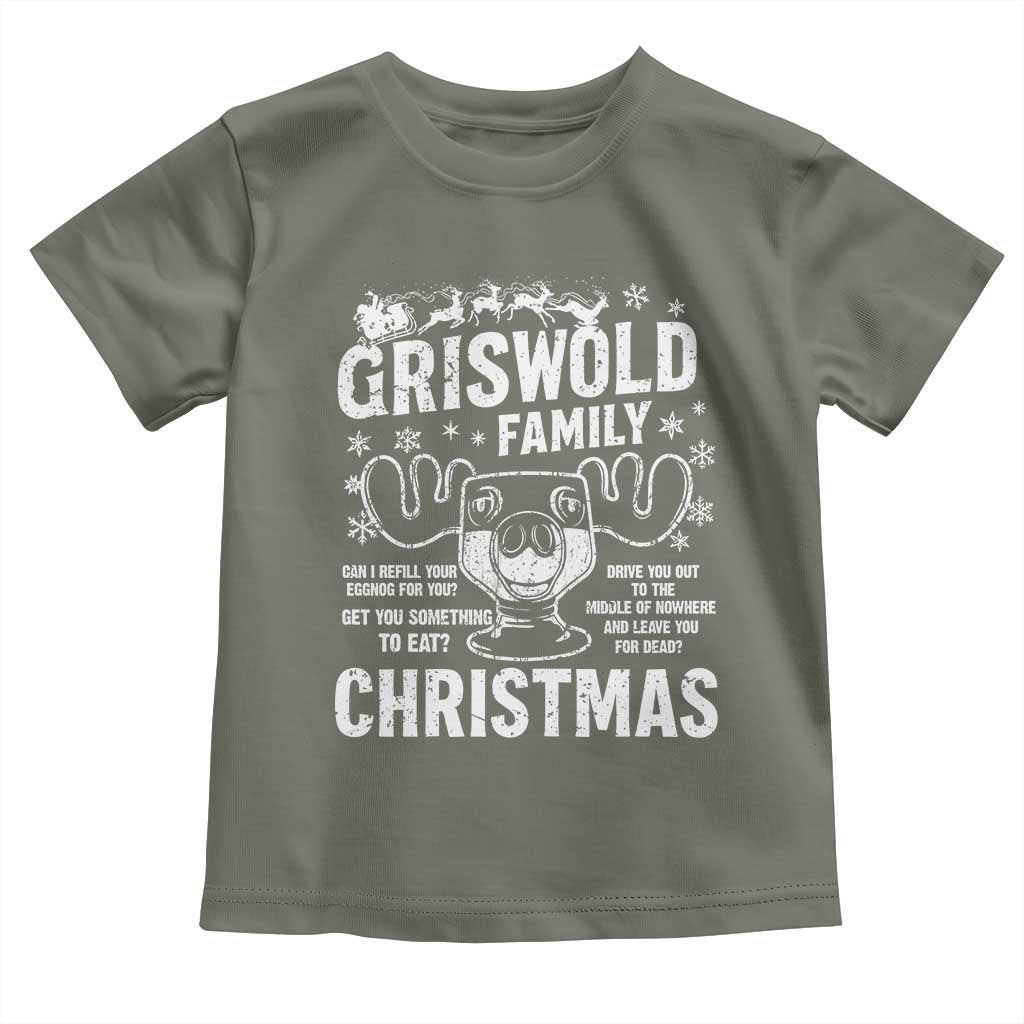 Funny Christmas Vacation Eggnog Toddler T Shirt Griswold Family Can I Refill Your Eggnogs Xmas Movie TS11 Military Green Print Your Wear