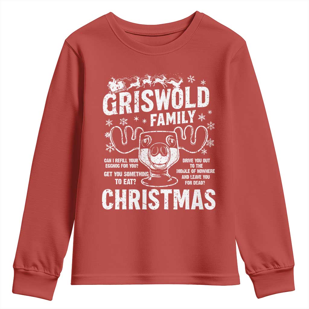 Funny Christmas Vacation Eggnog Youth Sweatshirt Griswold Family Can I Refill Your Eggnogs Xmas Movie TS11 Red Print Your Wear