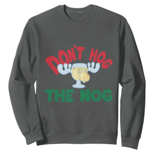 Funny Dont Hog The Nog Christmas Movie Sweatshirt Xmas Vacation Eggnog Moose TS11 Dark Heather Print Your Wear