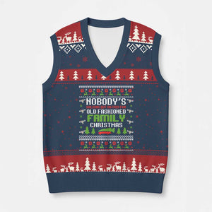 Funny Xmas Vacation Movie V-Neck Knit Sweater Vest Nobodys Walking Out On This Fun Old Fashioned Family Xmas TS11 Navy Red Print Your Wear