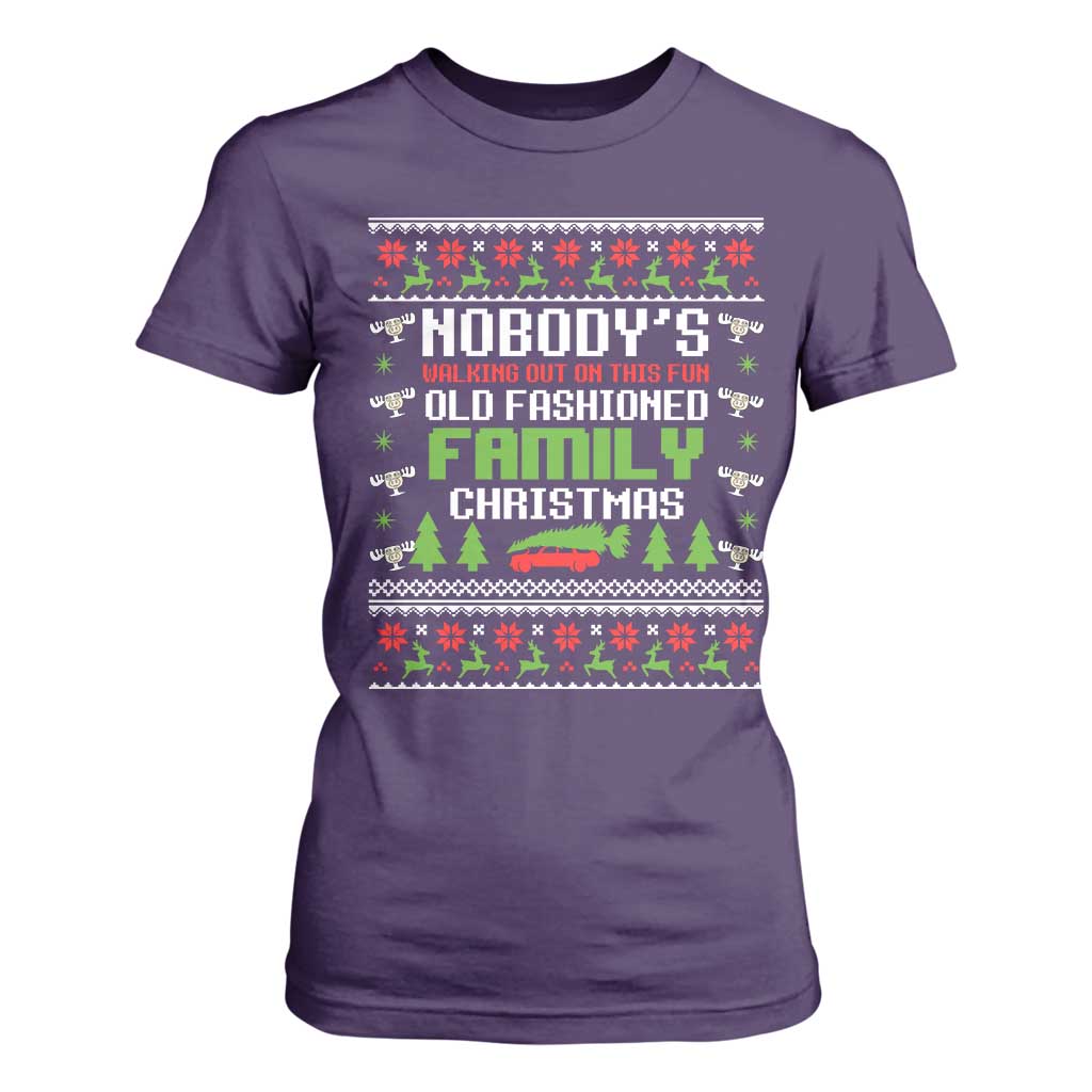 Funny Christmas Vacation Movie T Shirt For Women Nobodys Walking Out On This Fun Old Fashioned Family Christmas TS11 Purple Print Your Wear