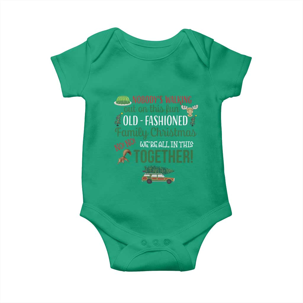 Funny Xmas Vacation Movie Baby Onesie Nobody Walking Out On This Fun Old Fashioned Family Christmas TS11 Irish Green Print Your Wear