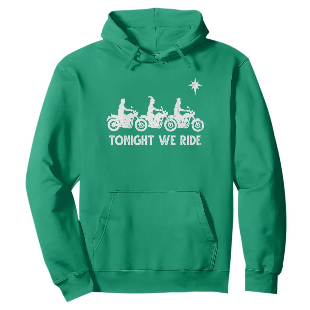 Funny Christmas Christian Biker Hoodie Tonight We Ride Three Wise Men Faith Xmas Motorbikes TS11 Irish Green Print Your Wear