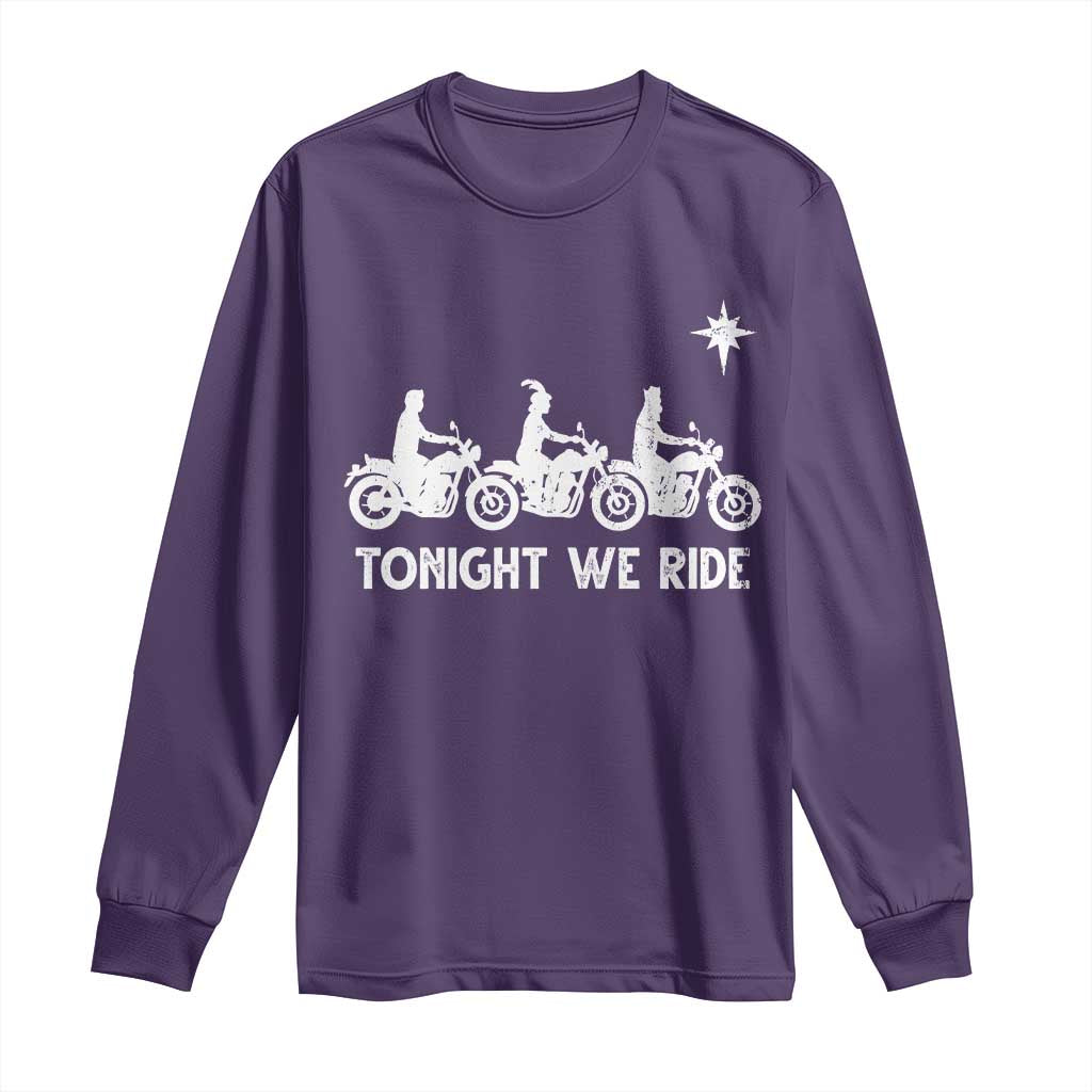 Funny Christmas Christian Biker Long Sleeve Shirt Tonight We Ride Three Wise Men Faith Xmas Motorbikes TS11 Purple Print Your Wear