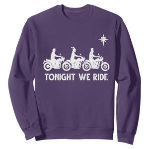 Funny Christmas Christian Biker Sweatshirt Tonight We Ride Three Wise Men Faith Xmas Motorbikes TS11 Purple Print Your Wear