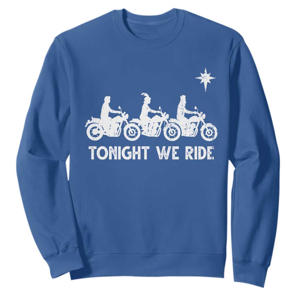 Funny Christmas Christian Biker Sweatshirt Tonight We Ride Three Wise Men Faith Xmas Motorbikes TS11 Royal Blue Print Your Wear