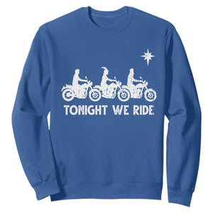 Funny Christmas Christian Biker Sweatshirt Tonight We Ride Three Wise Men Faith Xmas Motorbikes TS11 Royal Blue Print Your Wear