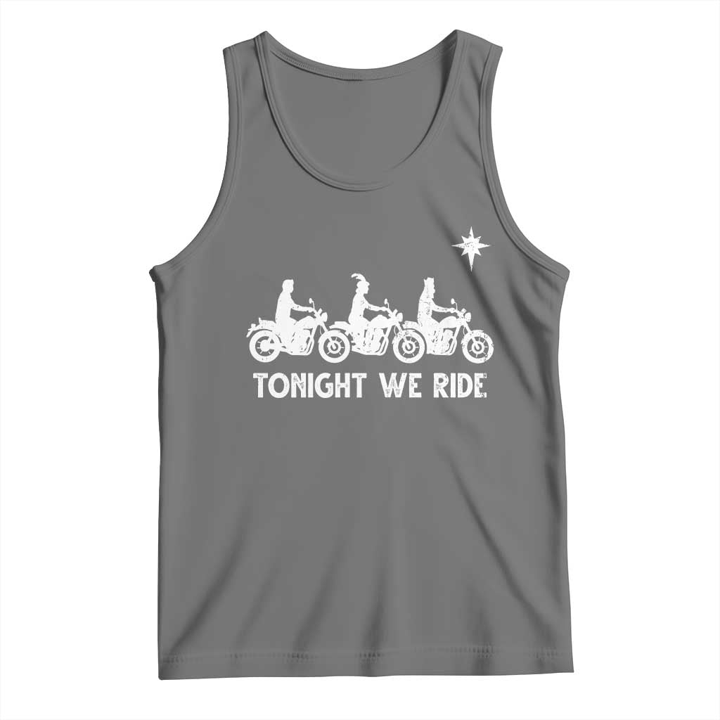 Funny Christmas Christian Biker Tank Top Tonight We Ride Three Wise Men Faith Xmas Motorbikes TS11 Black Heather Print Your Wear