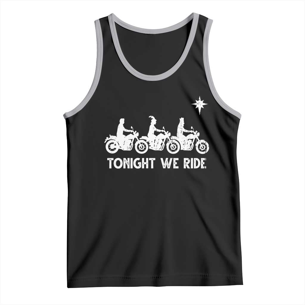 Funny Christmas Christian Biker Tank Top Tonight We Ride Three Wise Men Faith Xmas Motorbikes TS11 Black Athletic Heather Print Your Wear