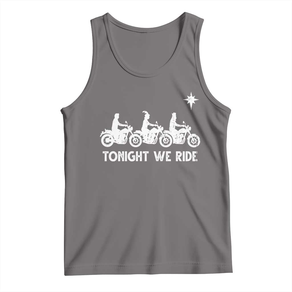 Funny Christmas Christian Biker Tank Top Tonight We Ride Three Wise Men Faith Xmas Motorbikes TS11 Deep Heather Print Your Wear