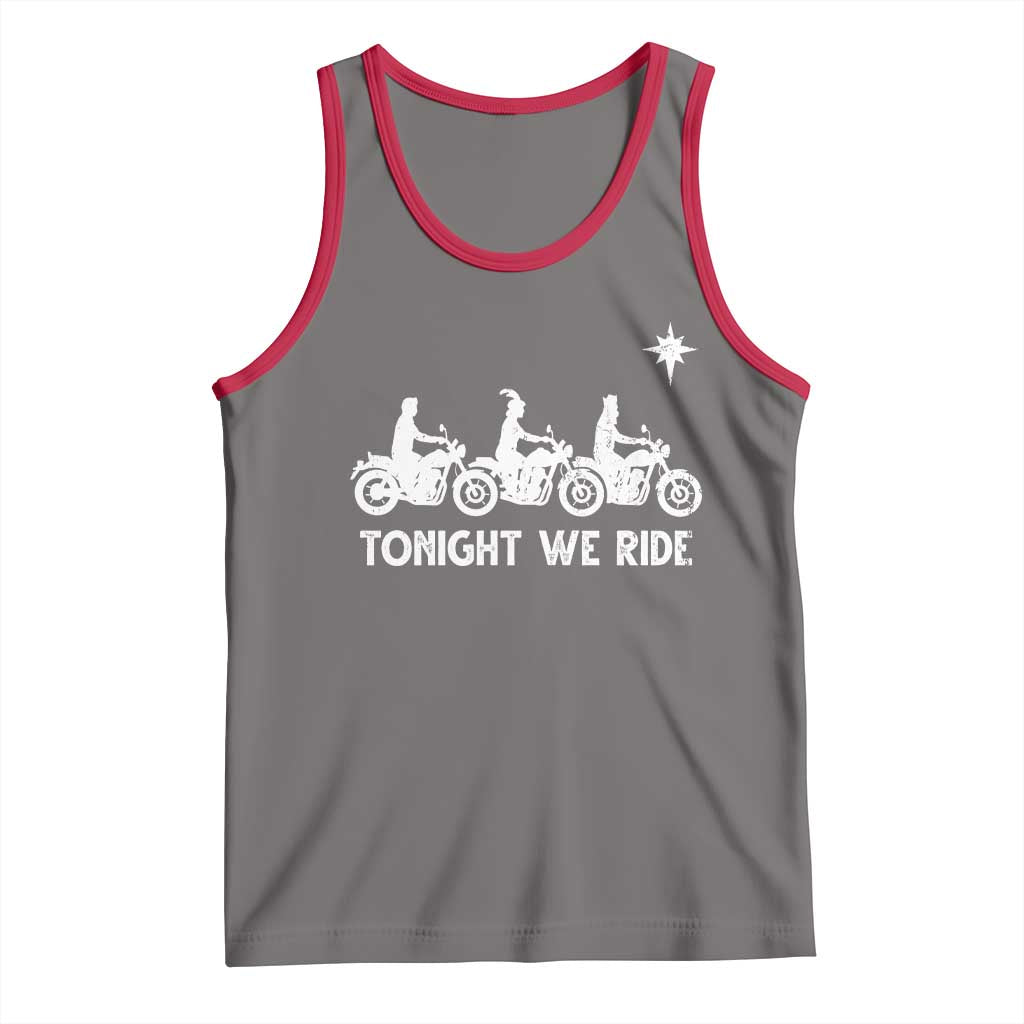 Funny Christmas Christian Biker Tank Top Tonight We Ride Three Wise Men Faith Xmas Motorbikes TS11 Deep Heather Red Print Your Wear