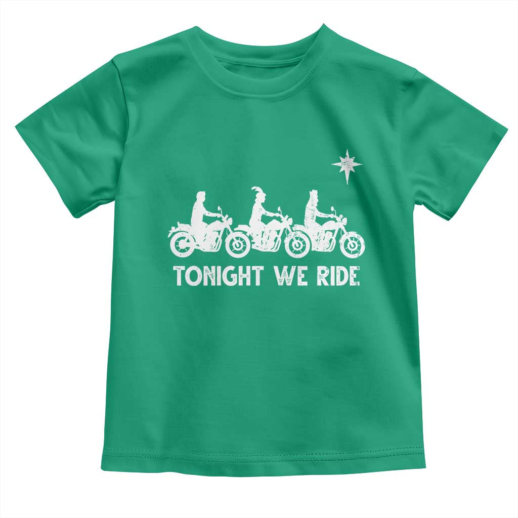 Funny Christmas Christian Biker Toddler T Shirt Tonight We Ride Three Wise Men Faith Xmas Motorbikes TS11 Irish Green Print Your Wear