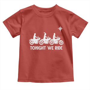 Funny Christmas Christian Biker Toddler T Shirt Tonight We Ride Three Wise Men Faith Xmas Motorbikes TS11 Red Print Your Wear
