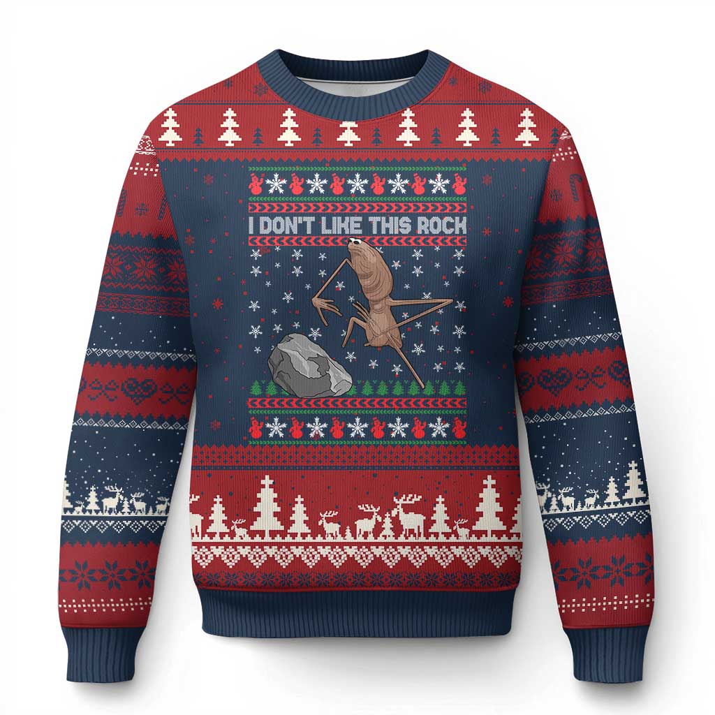 Funny Marcus The Worm Xmas Ugly Christmas Sweater I Dont Like This Rock Xmas Meme TS11 Navy Red Print Your Wear