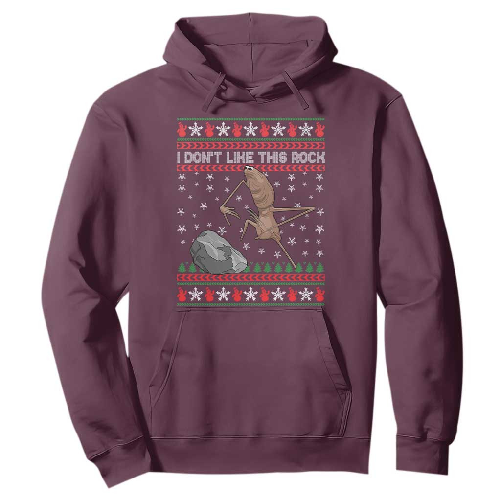 Funny Marcus The Worm Christmas Hoodie I Dont Like This Rock Xmas Meme TS11 Maroon Print Your Wear