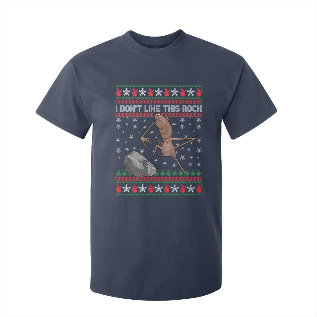 Funny Marcus The Worm Christmas T Shirt For Kid I Dont Like This Rock Xmas Meme TS11 Navy Print Your Wear