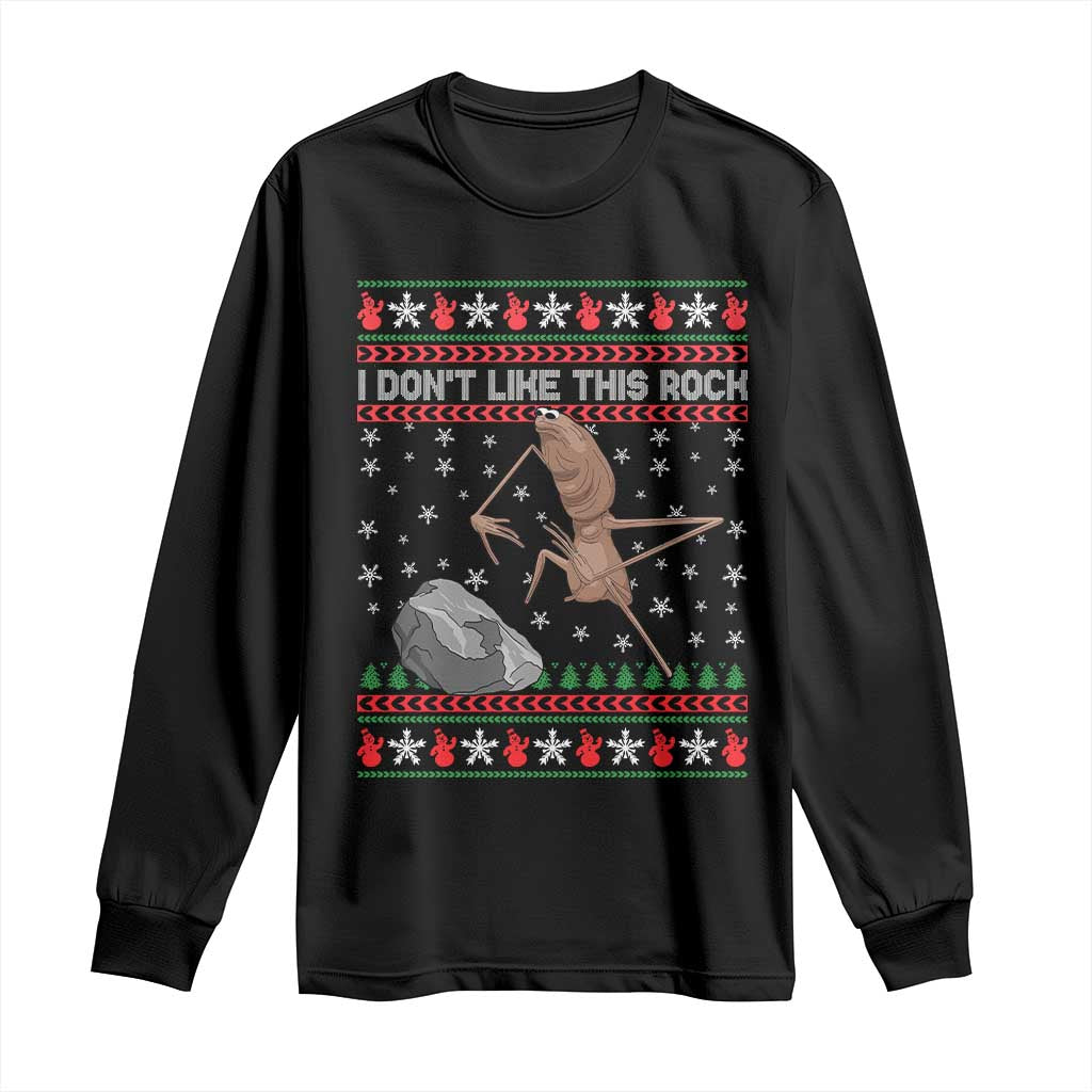 Funny Marcus The Worm Christmas Long Sleeve Shirt I Dont Like This Rock Xmas Meme TS11 Black Print Your Wear