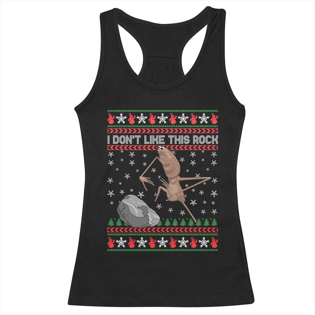 Funny Marcus The Worm Christmas Racerback Tank Top I Dont Like This Rock Xmas Meme TS11 Black Print Your Wear