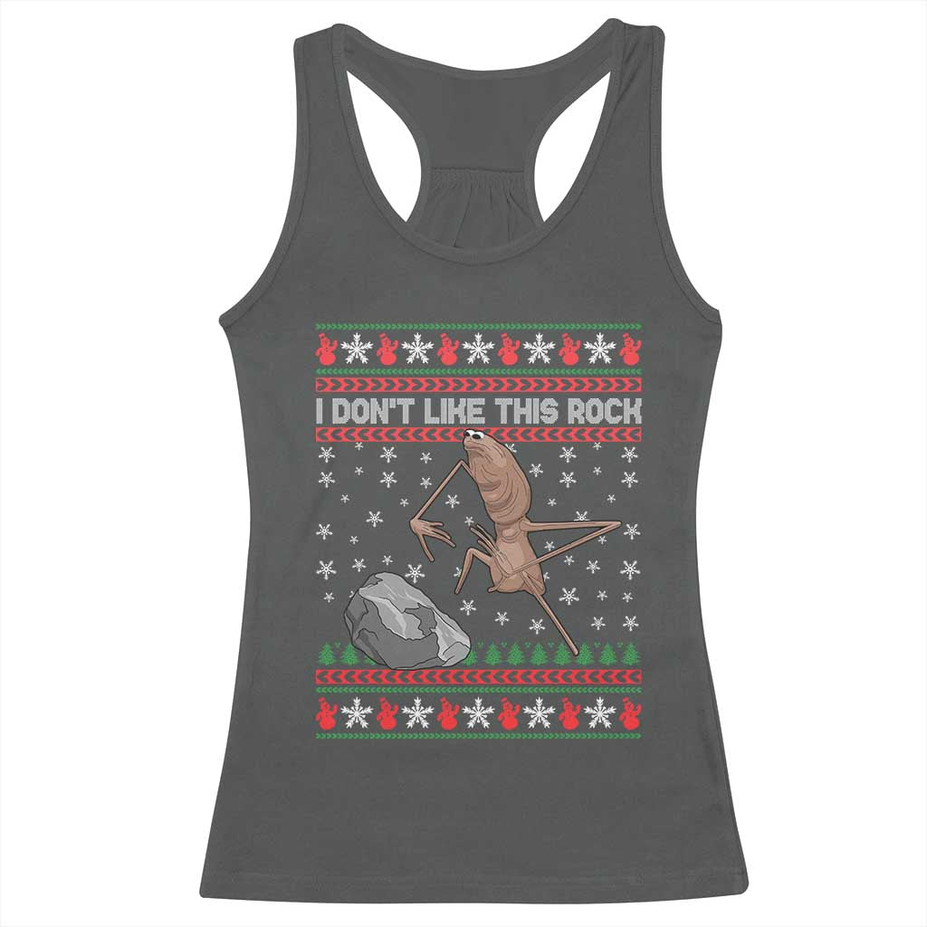 Funny Marcus The Worm Christmas Racerback Tank Top I Dont Like This Rock Xmas Meme TS11 Dark Heather Print Your Wear