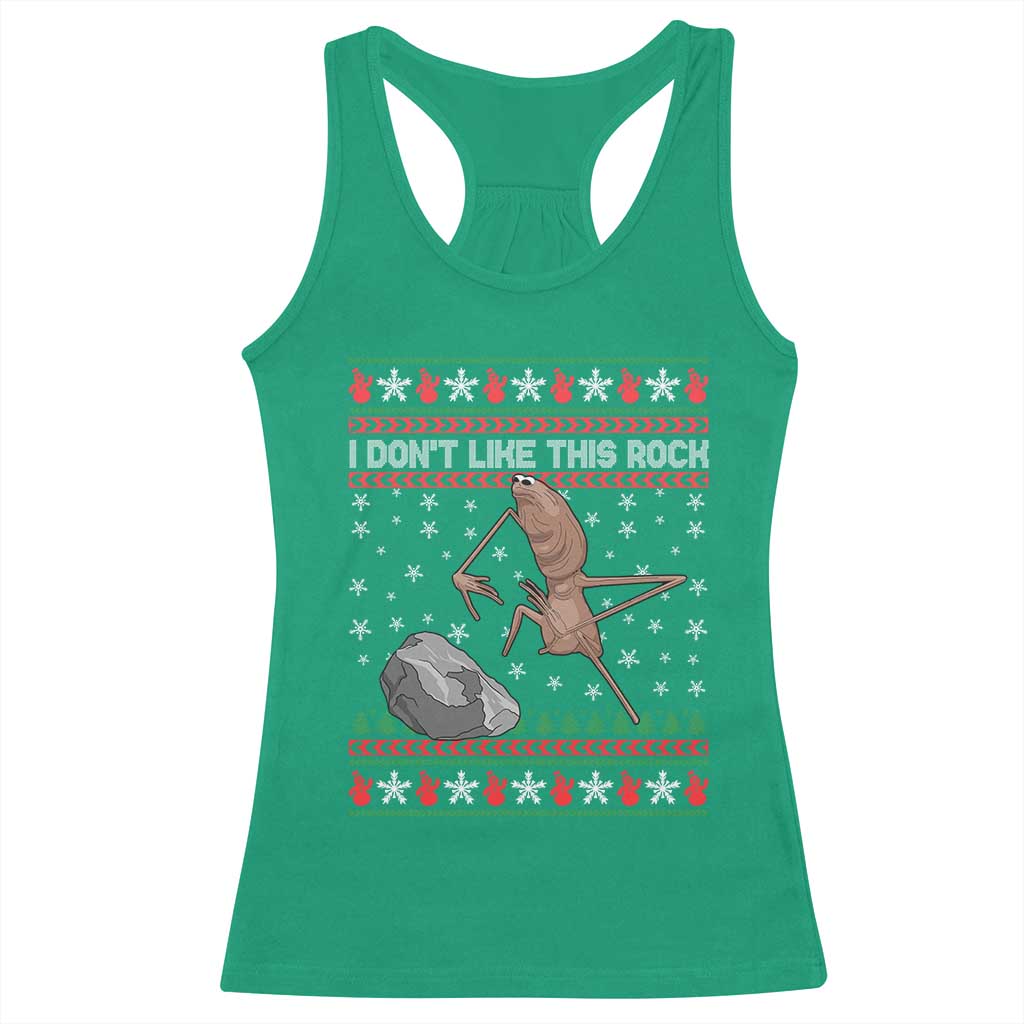 Funny Marcus The Worm Christmas Racerback Tank Top I Dont Like This Rock Xmas Meme TS11 Irish Green Print Your Wear