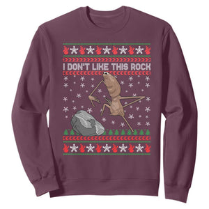 Funny Marcus The Worm Christmas Sweatshirt I Dont Like This Rock Xmas Meme TS11 Maroon Print Your Wear
