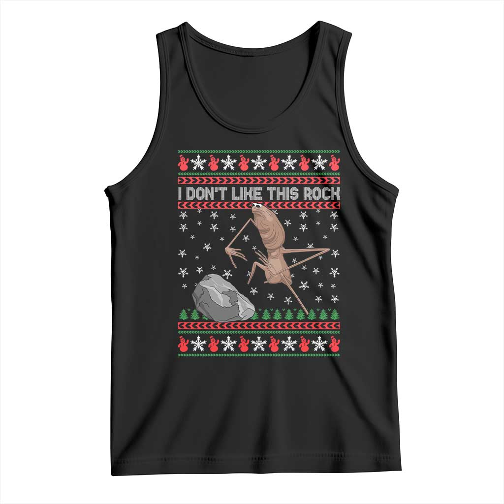 Funny Marcus The Worm Christmas Tank Top I Dont Like This Rock Xmas Meme TS11 Black Print Your Wear