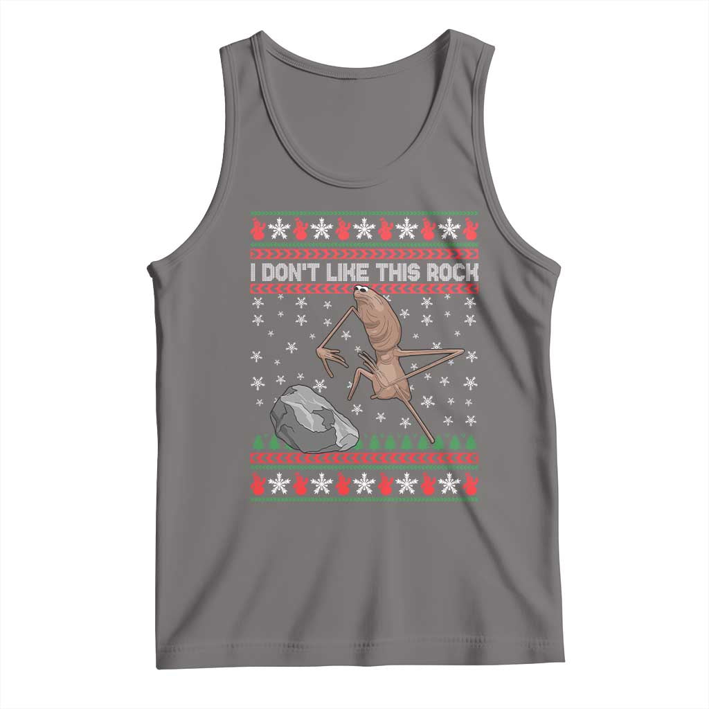 Funny Marcus The Worm Christmas Tank Top I Dont Like This Rock Xmas Meme TS11 Deep Heather Print Your Wear