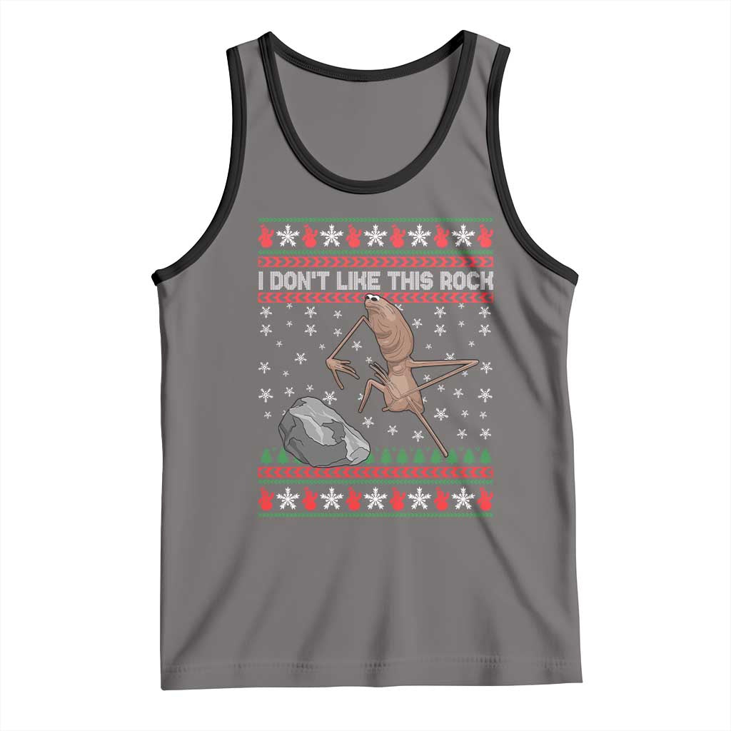 Funny Marcus The Worm Christmas Tank Top I Dont Like This Rock Xmas Meme TS11 Deep Heather Black Print Your Wear