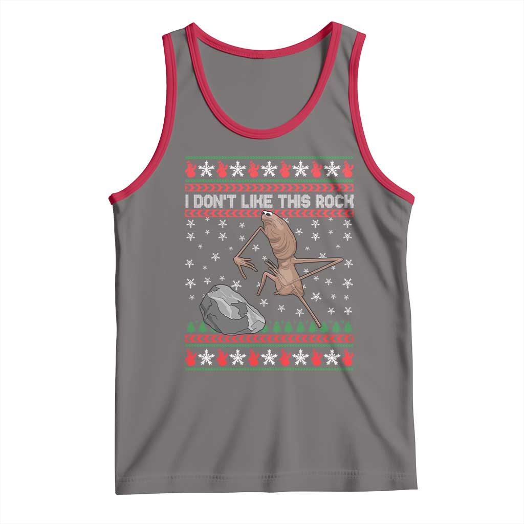 Funny Marcus The Worm Christmas Tank Top I Dont Like This Rock Xmas Meme TS11 Deep Heather Red Print Your Wear