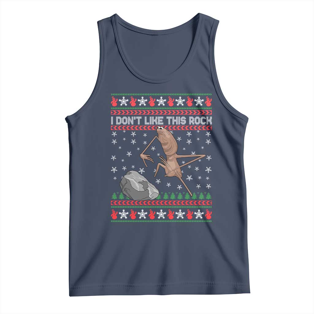 Funny Marcus The Worm Christmas Tank Top I Dont Like This Rock Xmas Meme TS11 Navy Print Your Wear