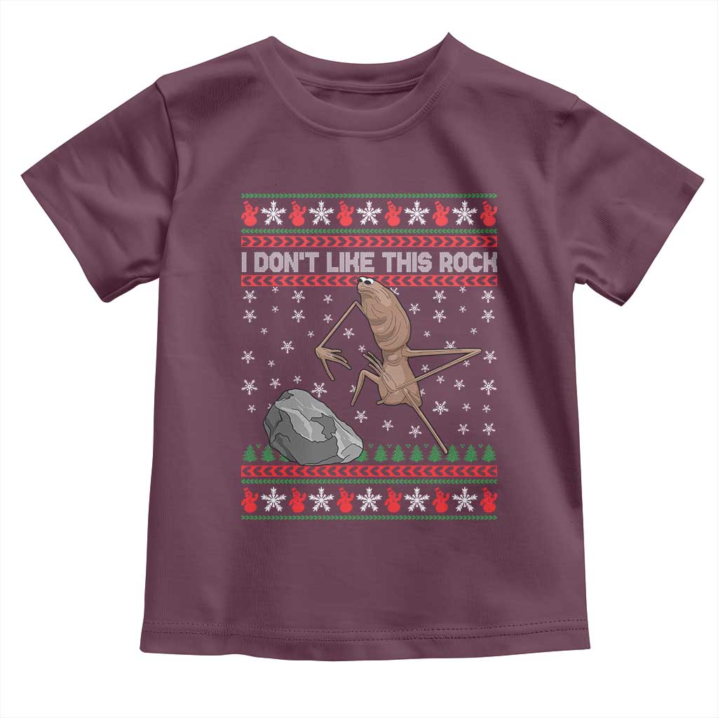 Funny Marcus The Worm Christmas Toddler T Shirt I Dont Like This Rock Xmas Meme TS11 Maroon Print Your Wear