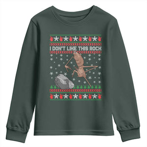 Funny Marcus The Worm Christmas Youth Sweatshirt I Dont Like This Rock Xmas Meme TS11 Dark Forest Green Print Your Wear