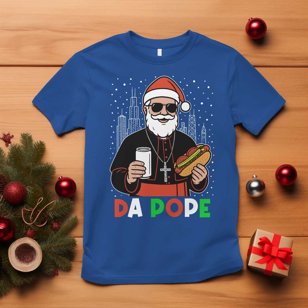 Pope Leo XIV Christmas T Shirt Cardinal Robert Prevost Santa Chicago - Print Your Wear