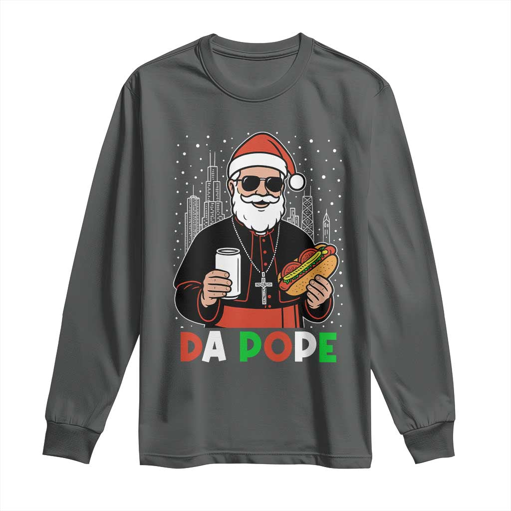 Pope Leo XIV Christmas Long Sleeve Shirt Cardinal Robert Prevost Santa Chicago TS11 Dark Heather Print Your Wear