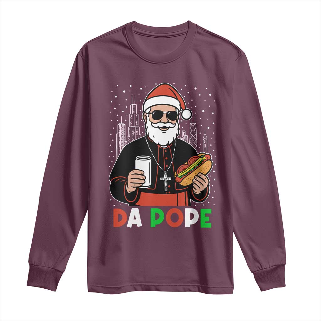 Pope Leo XIV Christmas Long Sleeve Shirt Cardinal Robert Prevost Santa Chicago TS11 Maroon Print Your Wear
