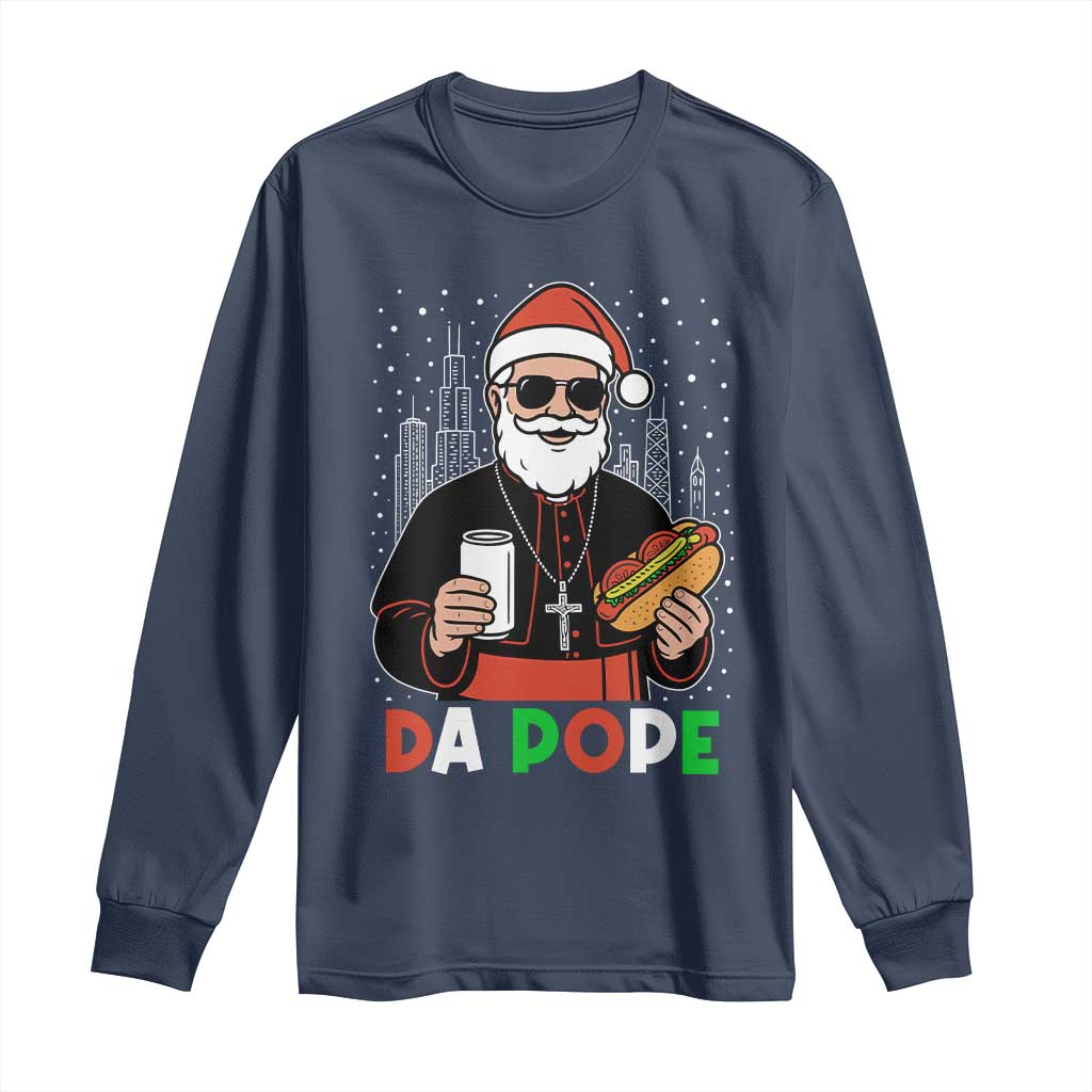 Pope Leo XIV Christmas Long Sleeve Shirt Cardinal Robert Prevost Santa Chicago TS11 Navy Print Your Wear