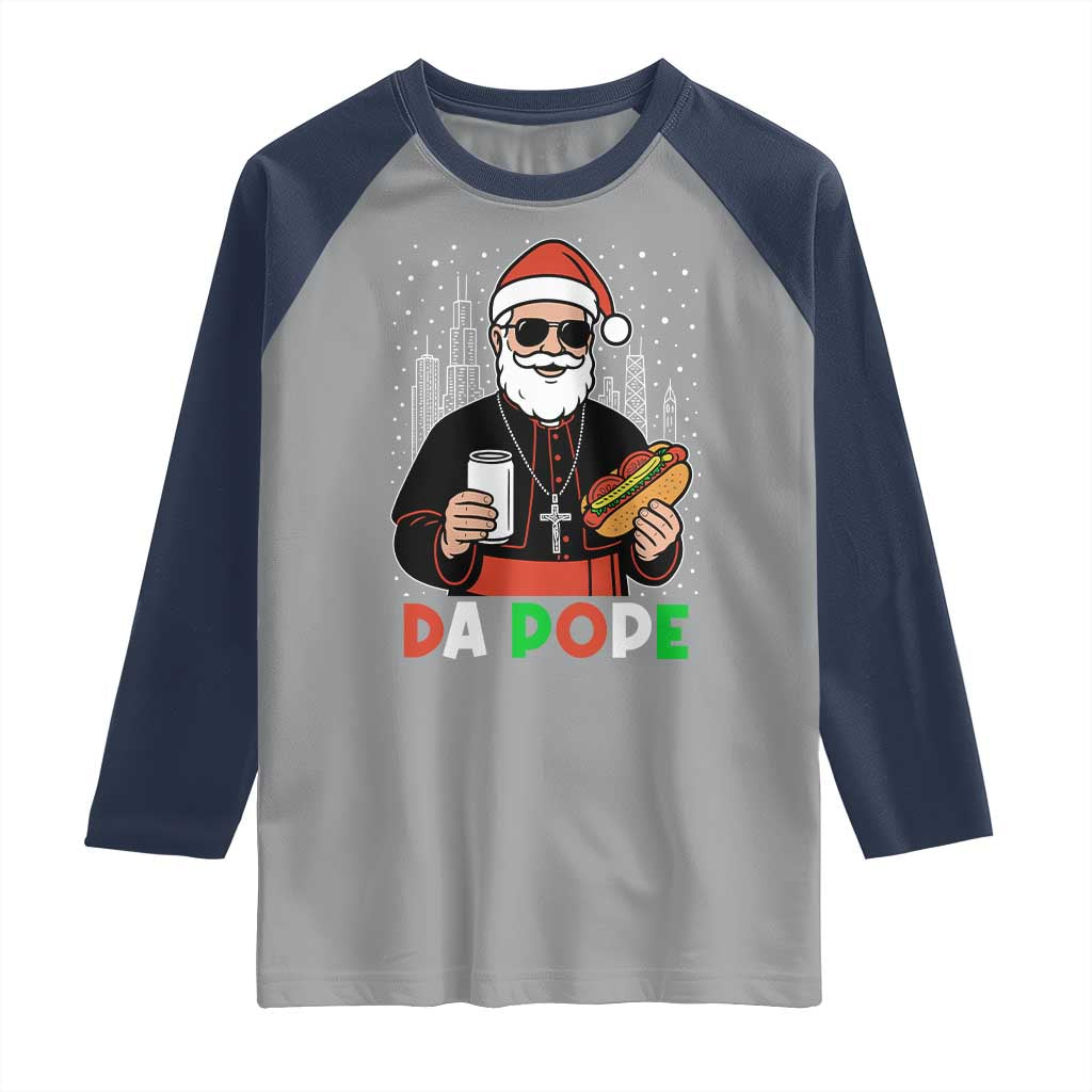 Pope Leo XIV Christmas Raglan Shirt Cardinal Robert Prevost Santa Chicago TS11 Sport Gray Navy Print Your Wear