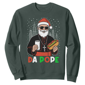Pope Leo XIV Christmas Sweatshirt Cardinal Robert Prevost Santa Chicago TS11 Dark Forest Green Print Your Wear